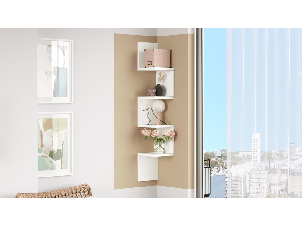 Estantería de pared de madera "WL9" - 22 x 22 x 117 cm - Blanco