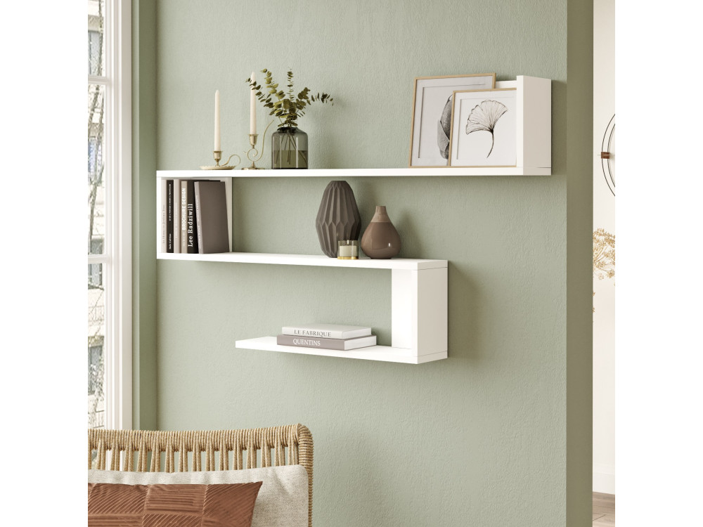 Estante de pared de madera "WL10" - 120 x 14 x 71 cm - Blanco