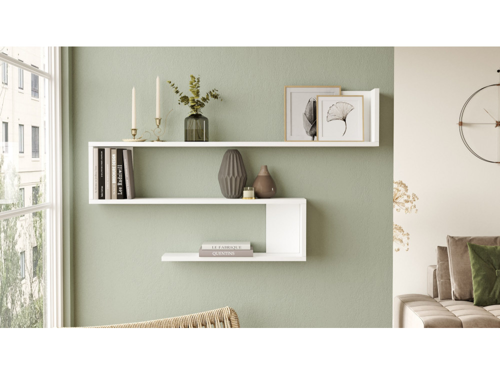 Estante de pared de madera "WL10" - 120 x 14 x 71 cm - Blanco