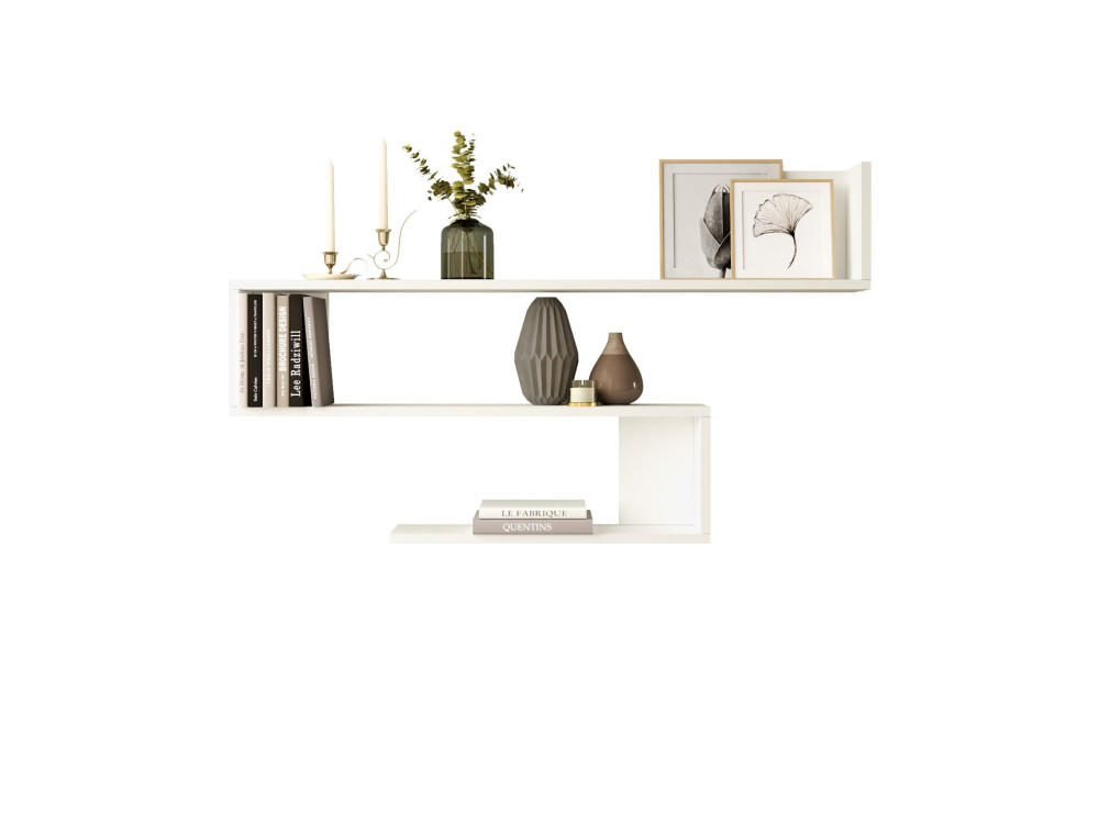 Estante de pared de madera "WL10" - 120 x 14 x 71 cm - Blanco