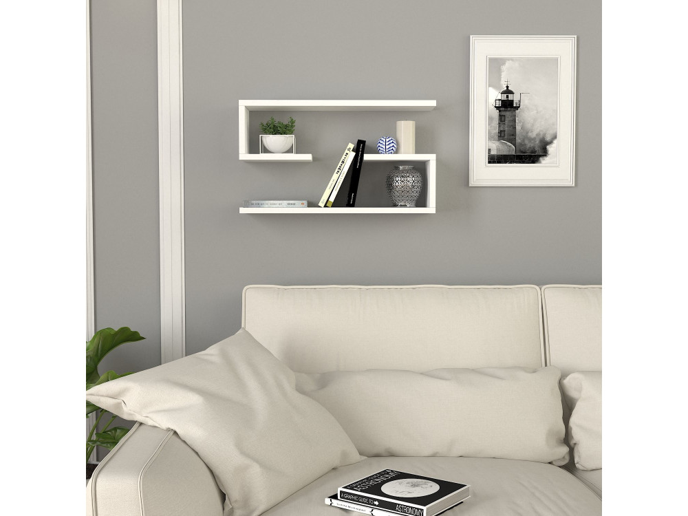 Estantería de pared de madera "Jenika" - 60 x 14 x 18 cm - Blanco
