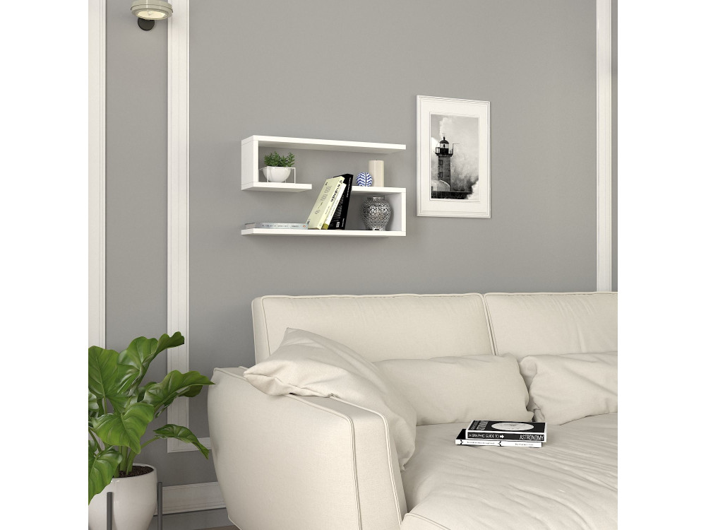Estantería de pared de madera "Jenika" - 60 x 14 x 18 cm - Blanco