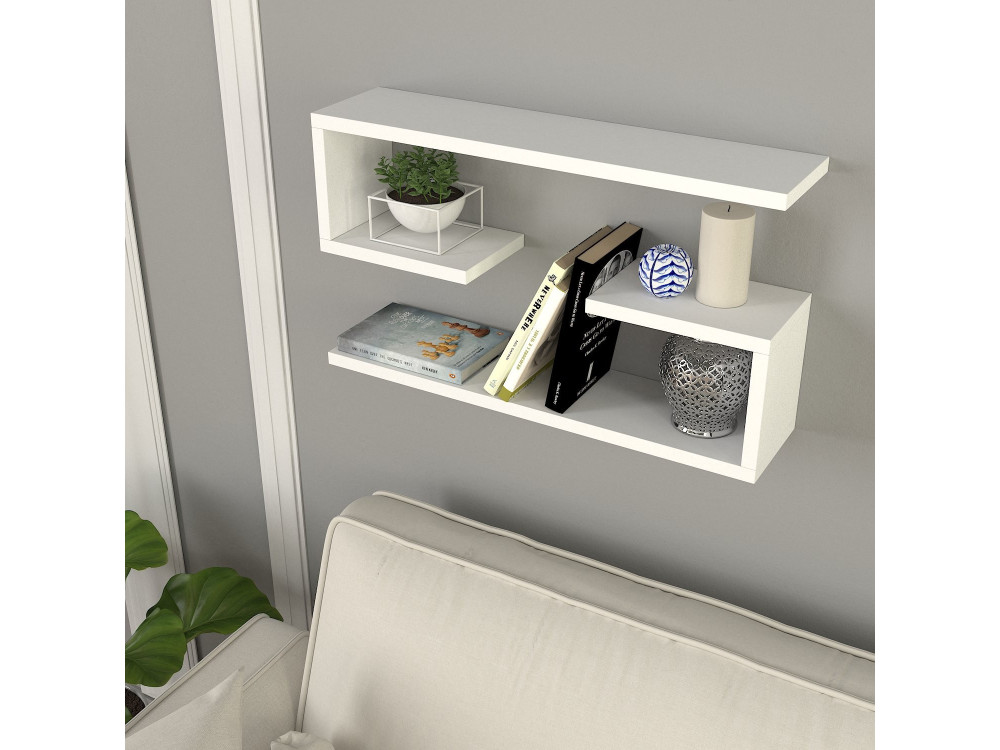 Estantería de pared de madera "Jenika" - 60 x 14 x 18 cm - Blanco