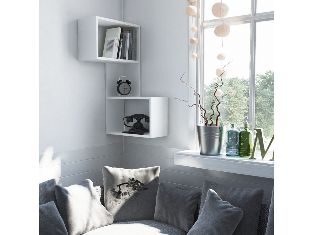 Estante de pared de madera "Part" - 47 x 20 x 85 cm - Blanco