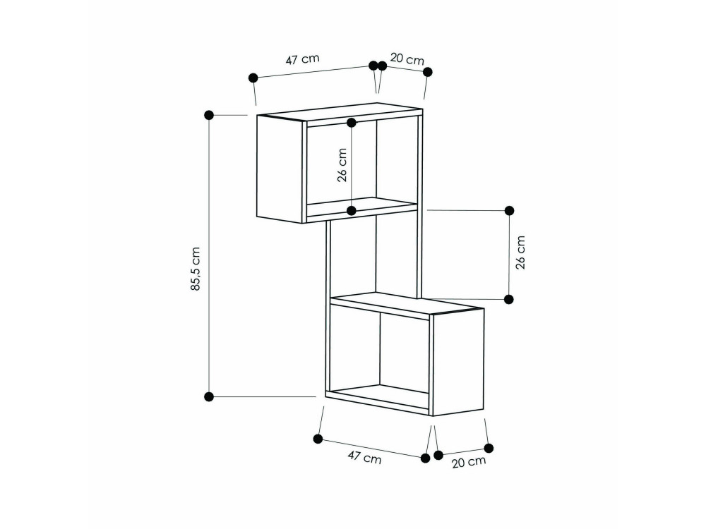 Estante de pared de madera "Part" - 47 x 20 x 85 cm - Blanco