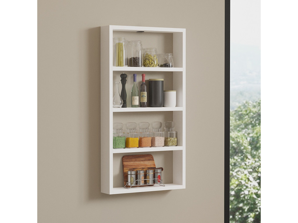 Estantería de pared de madera "Quatro" - 43 x 9 x 80 cm - Blanco