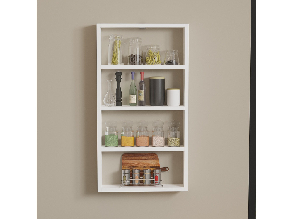 Estantería de pared de madera "Quatro" - 43 x 9 x 80 cm - Blanco
