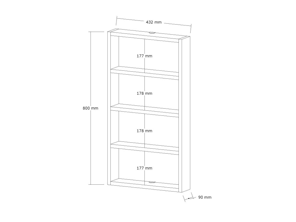 Estantería de pared de madera "Quatro" - 43 x 9 x 80 cm - Blanco