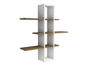 Estantería de pared de madera "Ardo" - 96 x 19 x 101 cm - Nogal, Blanco