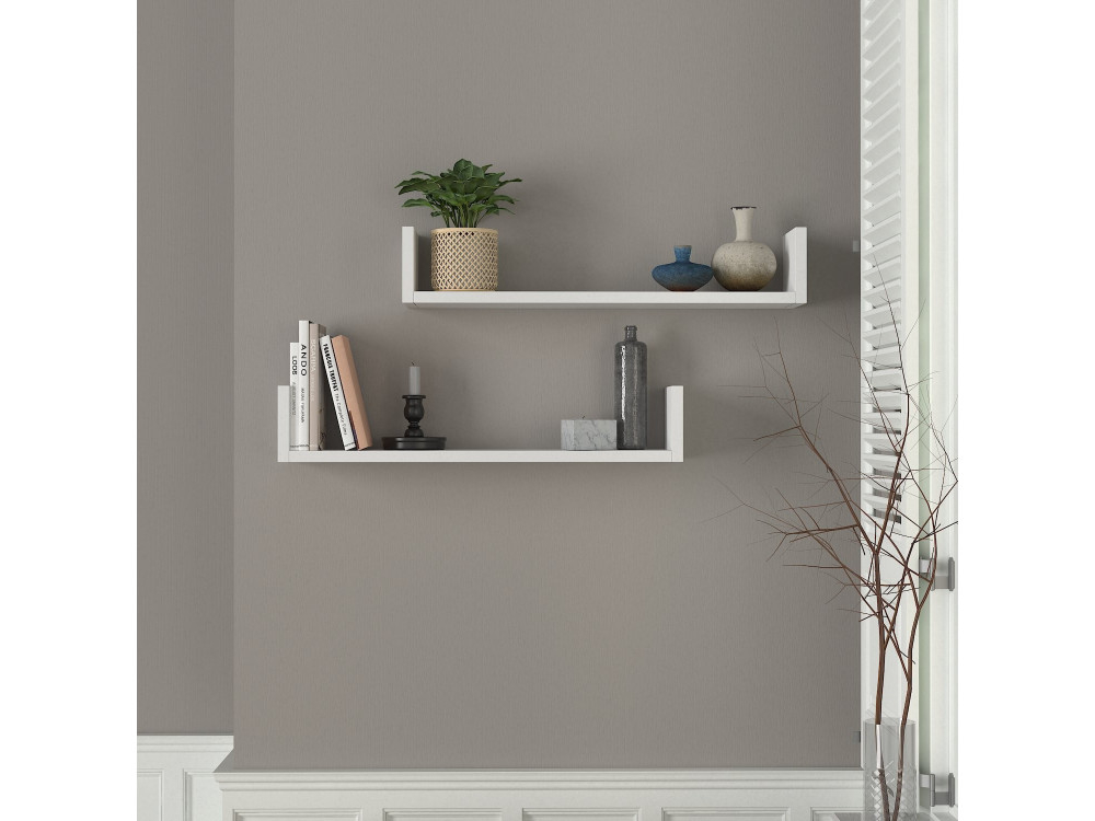 Estante de pared de madera "Iris" - 63 x 14 x 14 cm - Blanco