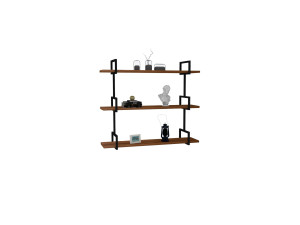 Estantería de pared de madera "Uras" - 87 x 22 x 76 cm - Nogal