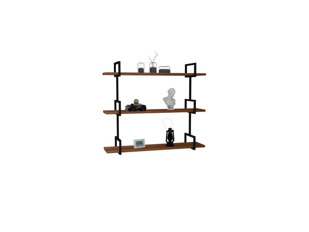 Estantería de pared de madera "Uras" - 87 x 22 x 76 cm - Nogal
