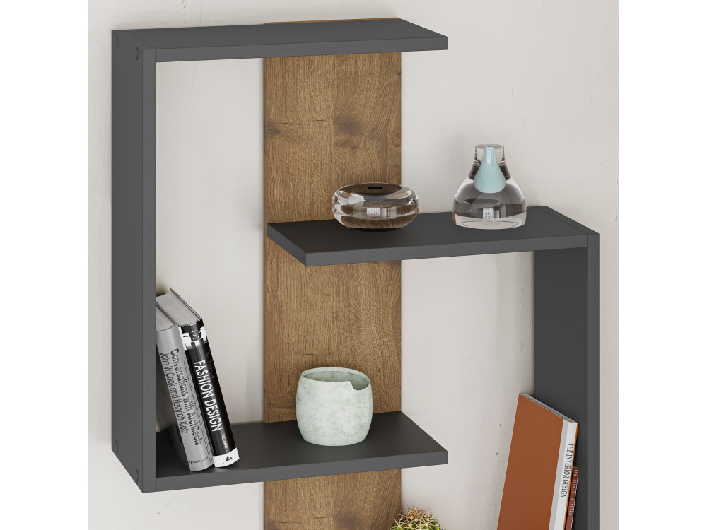 Estantería de pared de madera "Paranoid" - 64 x 22 x 85 cm - AntracitaRoble