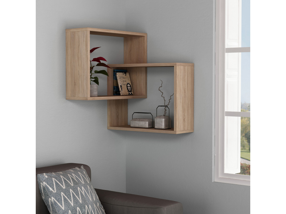 Estantería de pared de madera "Ring" - 68 x 60 x 68 cm - roble Sonoma