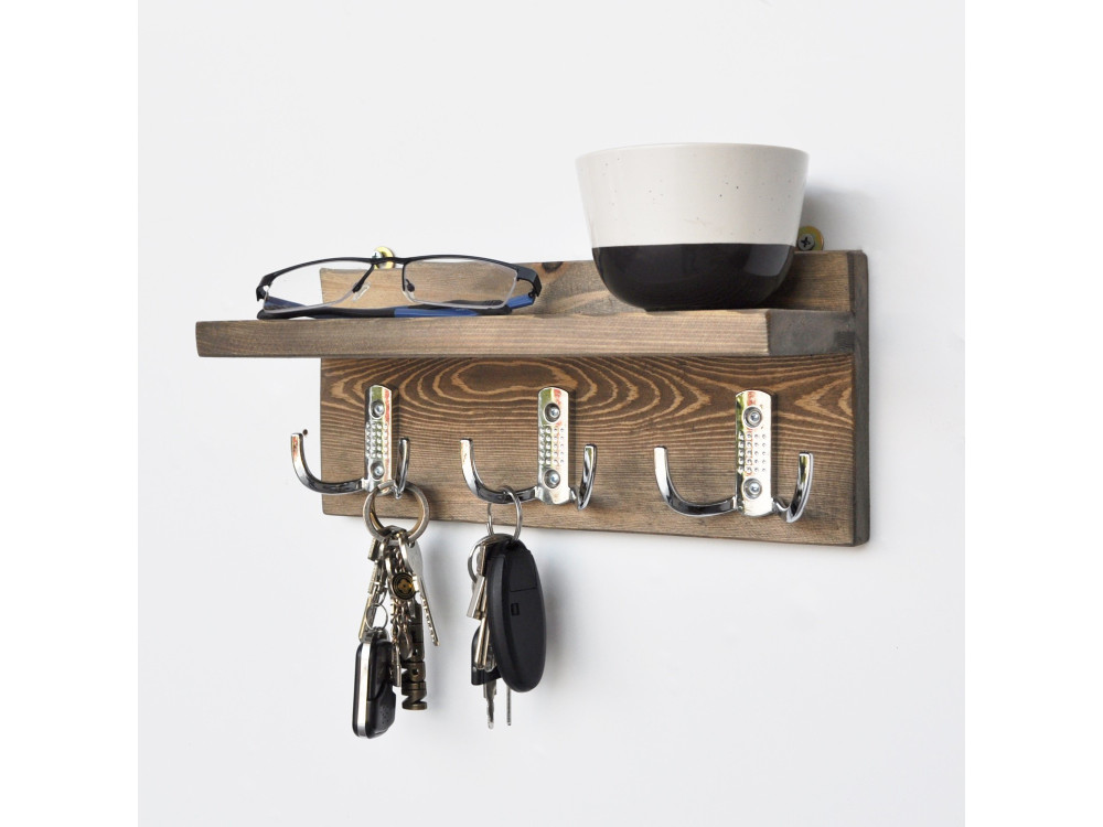 Estantería de pared de madera "Aa031" - 30 x 11 x 13 cm - Nogal