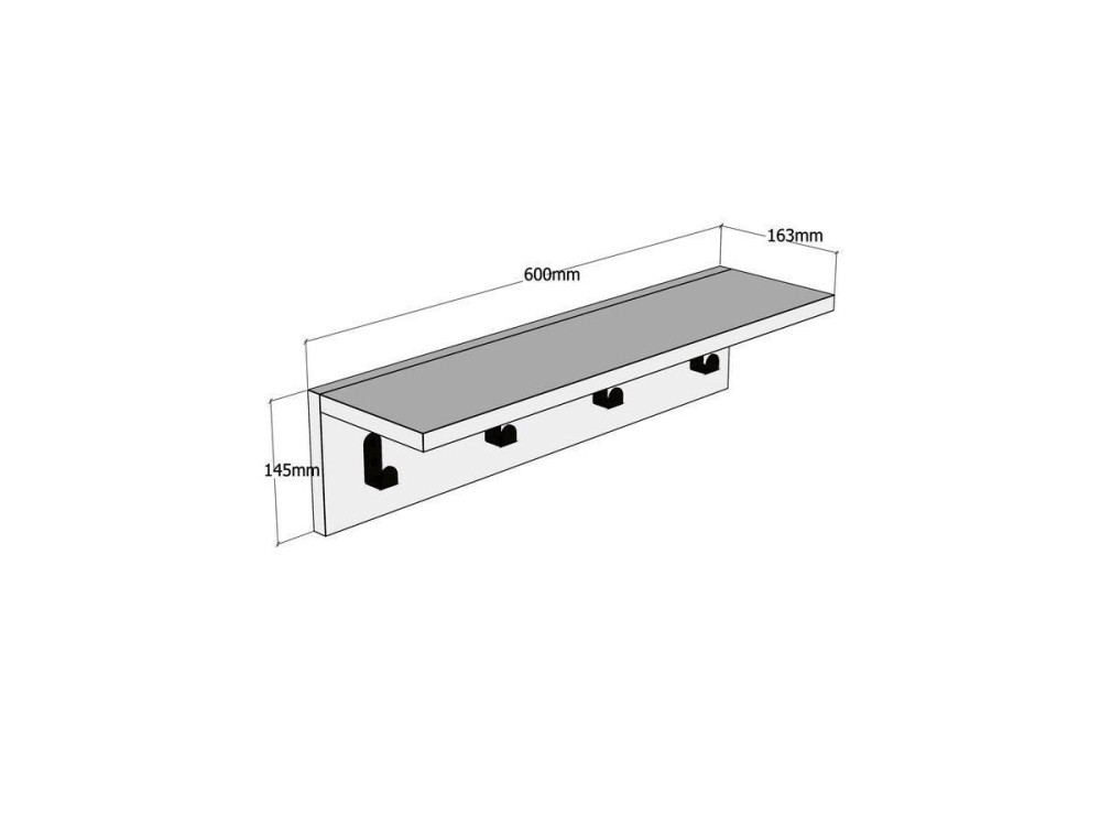 Estantería de pared de madera "Ayla" - 60 x 16 x 14 cm - Blanco