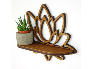 Estantería de pared de madera "Raf264" - 33 x 10 x 26 cm - Nogal