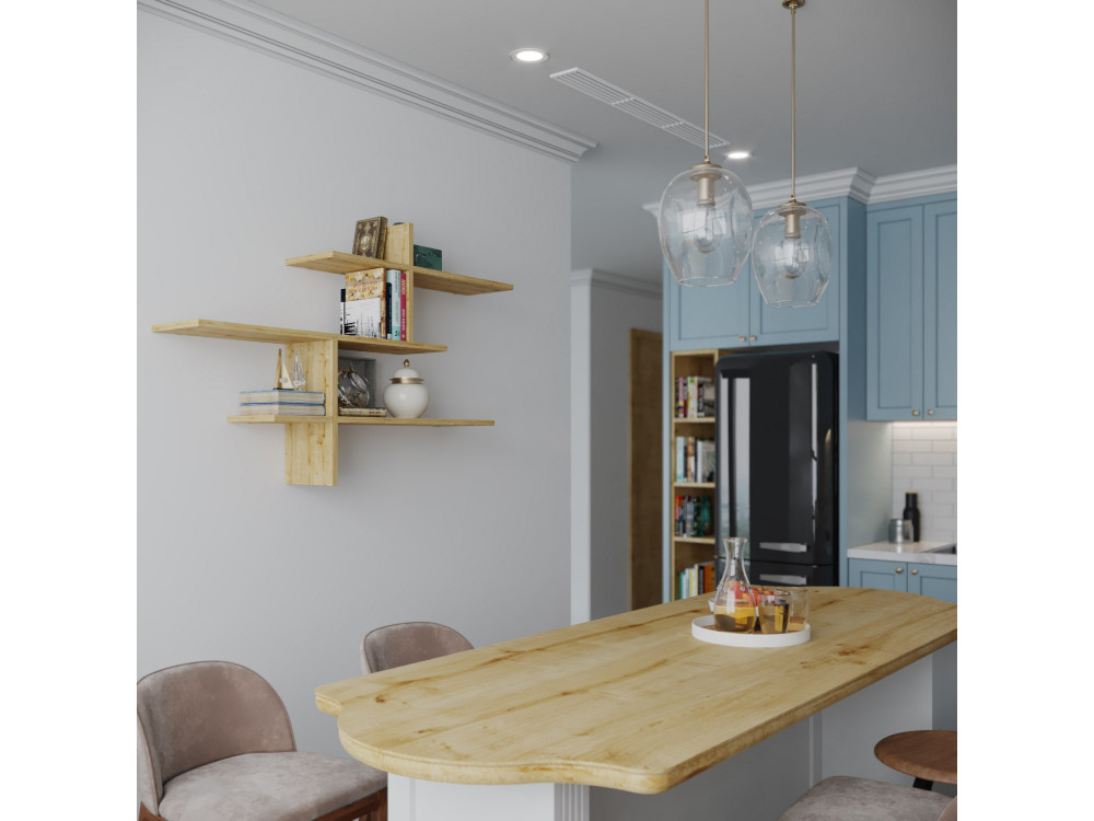 Estantería de pared de madera "Leo" - 123 x 22 x 80 cm - Roble