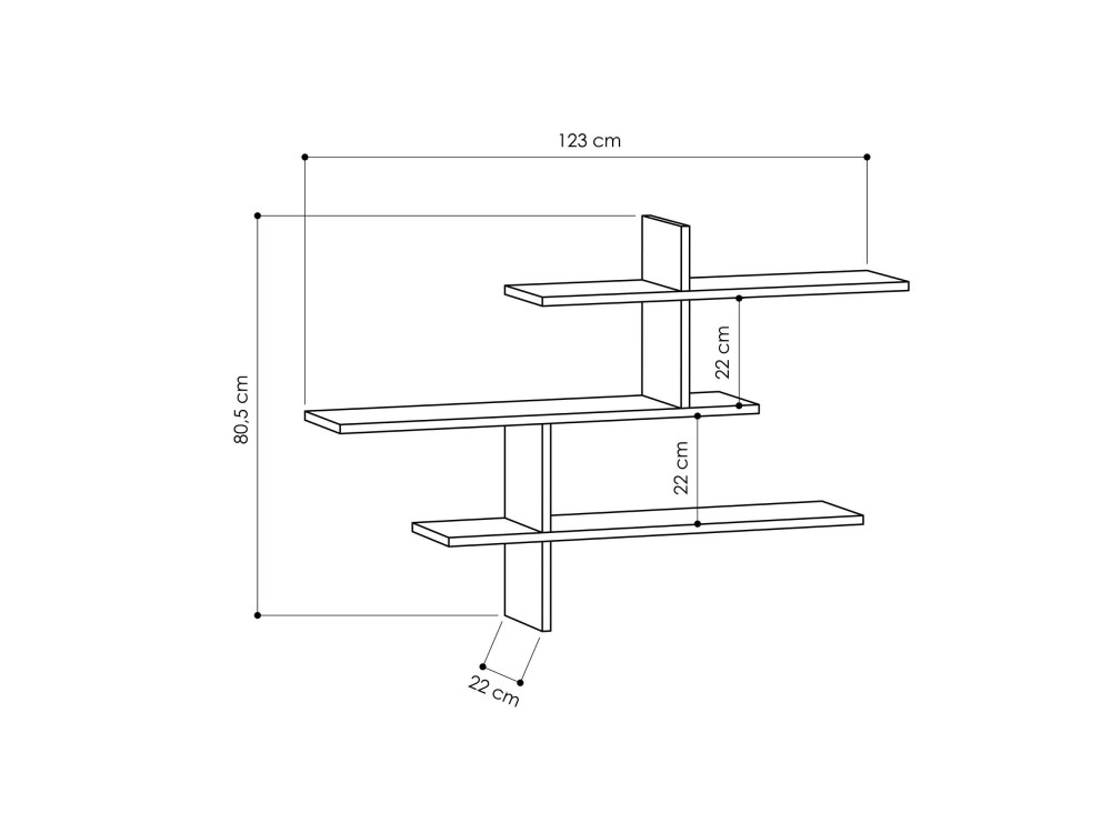 Estante de pared de madera "Leo" - 123 x 22 x 80 cm - Blanco