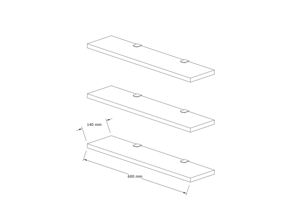 Estante de pared de madera "Boss" - 60 x 1 x 14 cm - Saphir