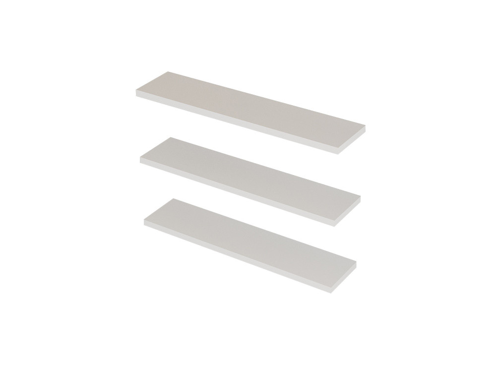 Lote de 3 estantes murales de madera "Boss" - 60 x 1 x 14 cm - Blanco