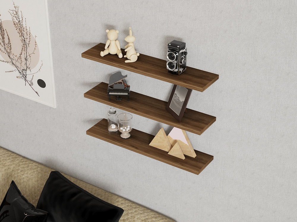 Estante de pared de madera "Boss" - 60 x 1 x 14 cm - Nogal