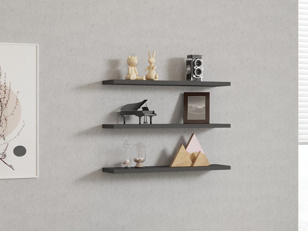 Estante de pared de madera "Boss" - 60 x 1 x 14 cm - Antracita