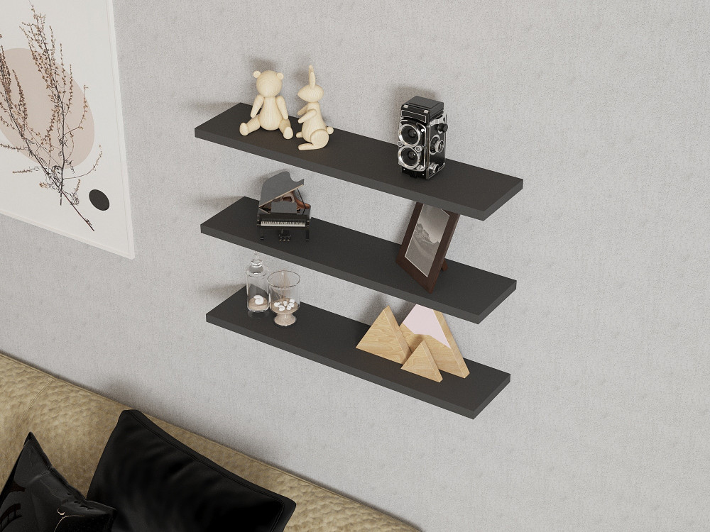 Estante de pared de madera "Boss" - 60 x 1 x 14 cm - Antracita