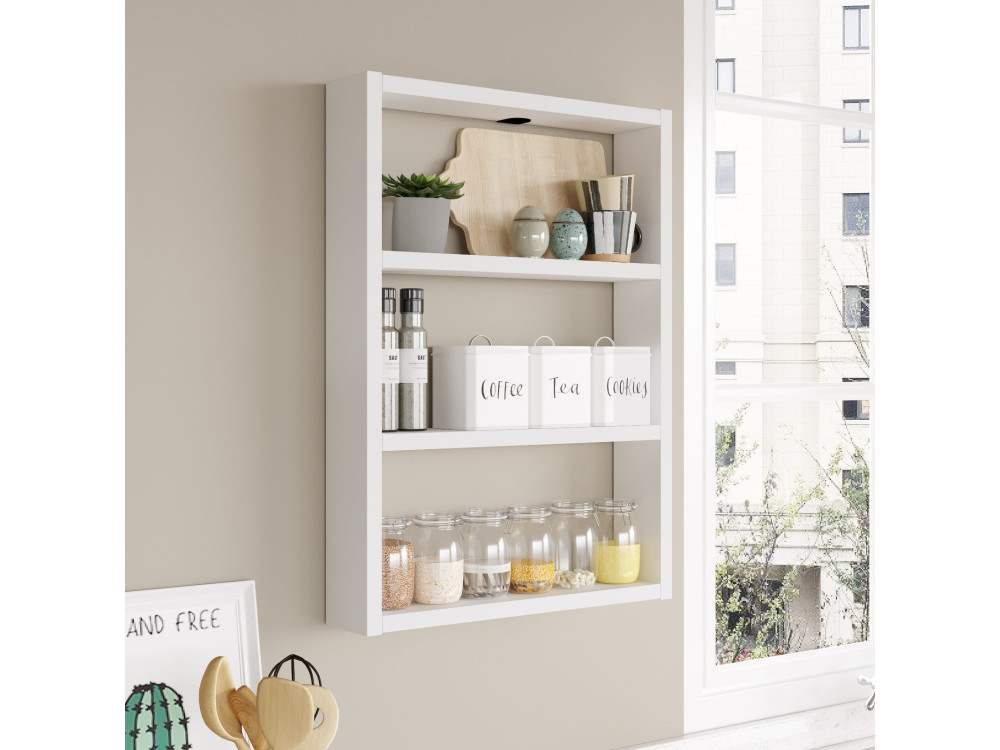 Estantería de pared de madera "PR1" - 43 x 9 x 60 cm - Blanco