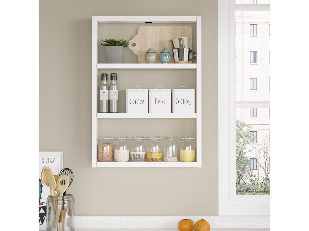 Estantería de pared de madera "PR1" - 43 x 9 x 60 cm - Blanco