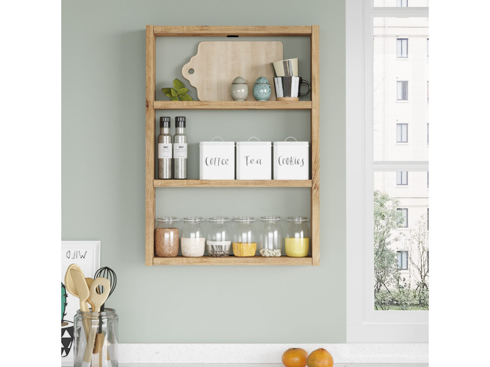 Estantería de pared de madera "PR1" - 43 x 9 x 60 cm - pino atlántico