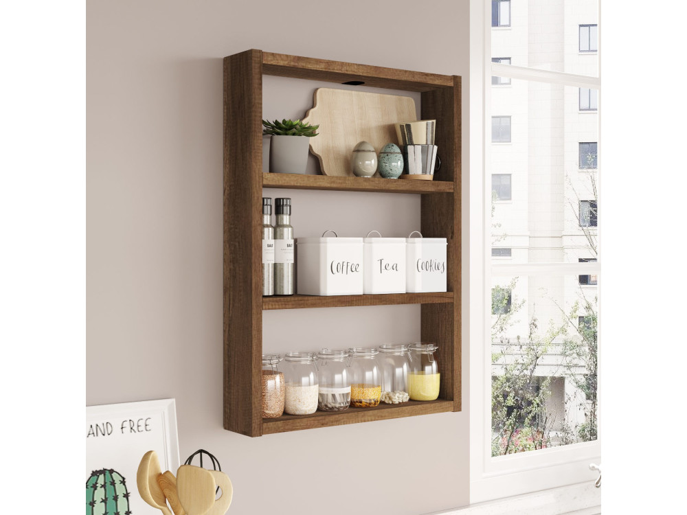 Estantería de pared de madera "PR1" - 43 x 9 x 60 cm - Nogal
