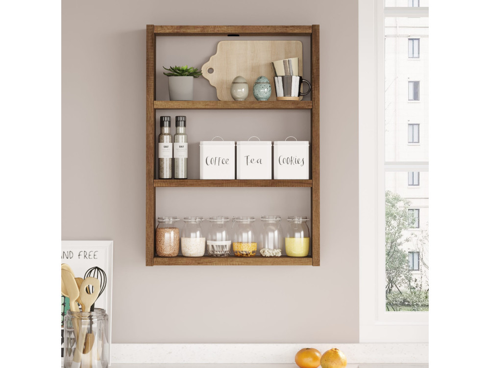 Estantería de pared de madera "PR1" - 43 x 9 x 60 cm - Nogal