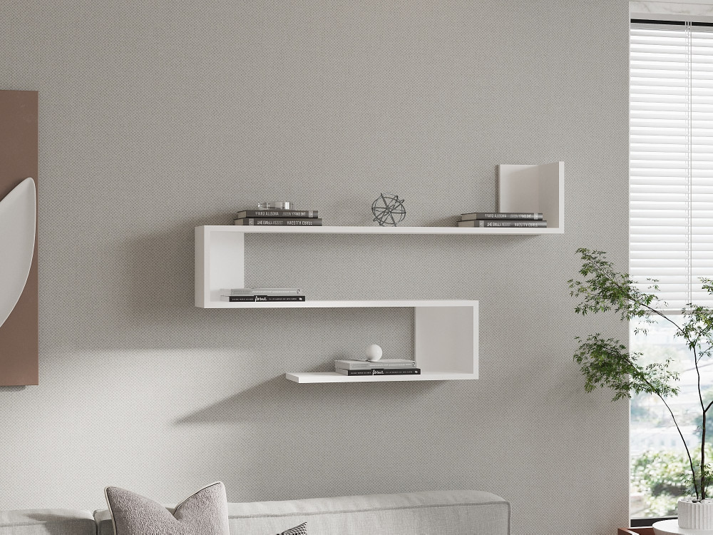 Estantería de pared de madera "Penne" - 120 x 20 x 71 cm - Blanco
