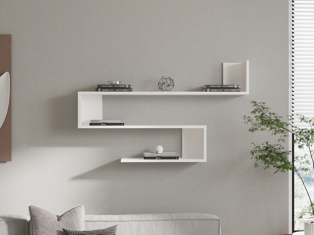 Estantería de pared de madera "Penne" - 120 x 20 x 71 cm - Blanco