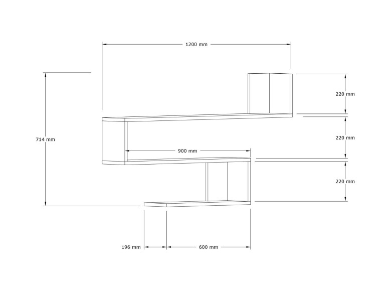 Estantería de pared de madera "Penne" - 120 x 20 x 71 cm - Roble zafiro