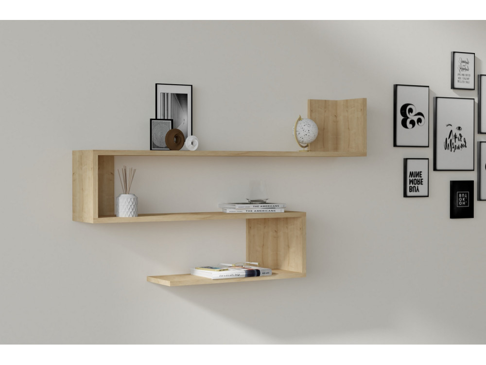 Estantería de pared de madera "Penne" - 120 x 20 x 71 cm - Roble zafiro