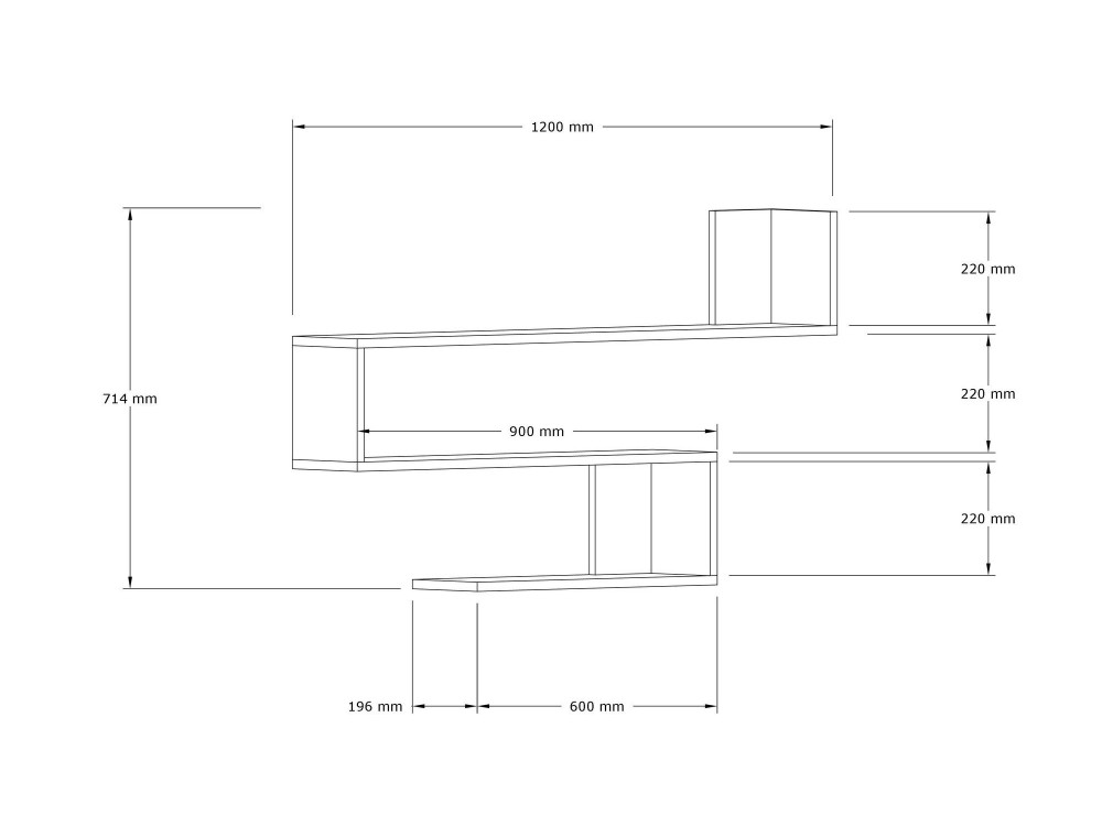 Estantería de pared de madera "Penne" - 120 x 20 x 71 cm - Roble zafiro