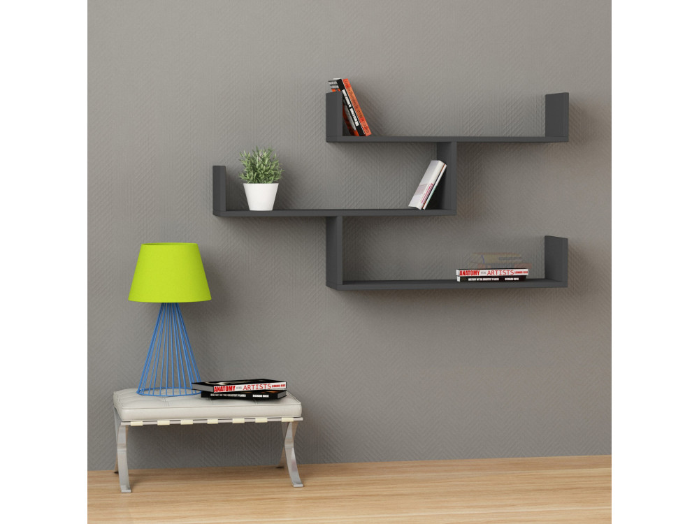 Estantería de pared de madera "Tibet" - 120 x 22 x 67 cm - Antracita
