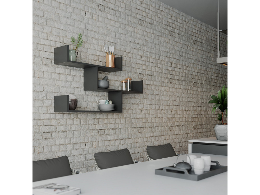 Estantería de pared de madera "Tibet" - 120 x 22 x 67 cm - Antracita