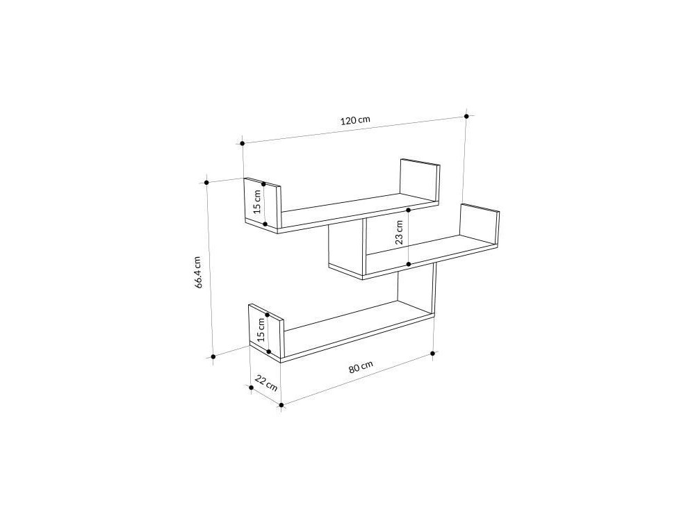 Estante de pared de madera "Tibet" - 119 x 23 x 66 cm - Blanco