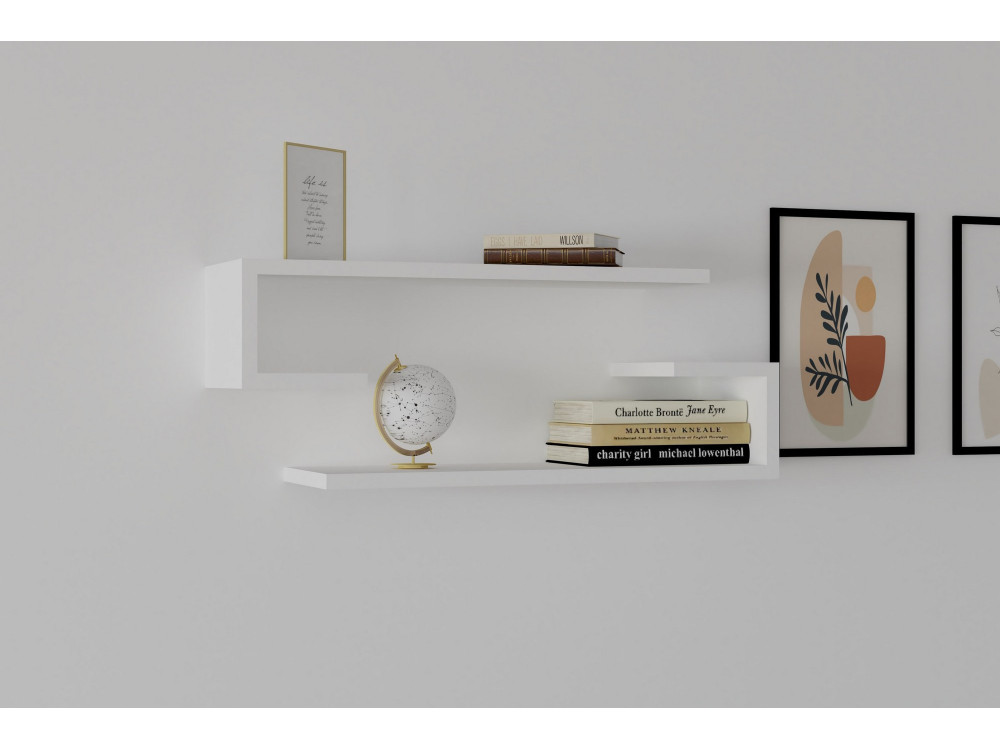 Estantería de pared de madera "Eldo" - 60 x 19 x 15 cm - Blanco