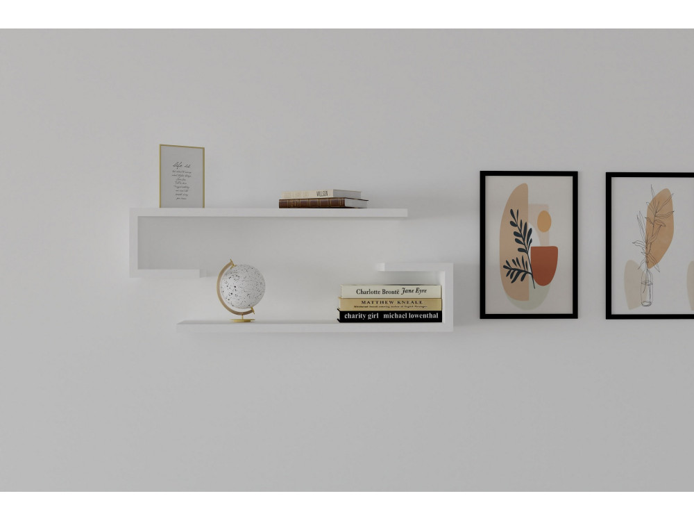 Estantería de pared de madera "Eldo" - 60 x 19 x 15 cm - Blanco