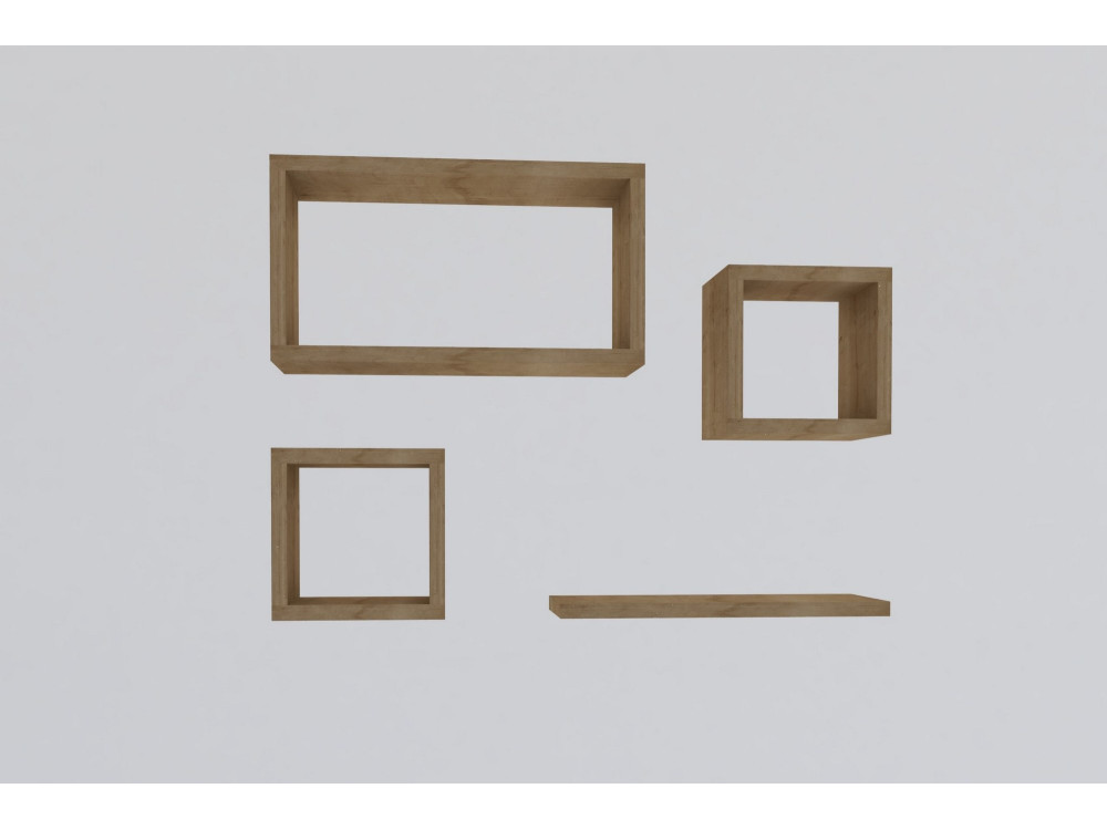 Lote de 4 estanterías murales de madera "Babi" - 43 x 15 x 23 cm - Beige