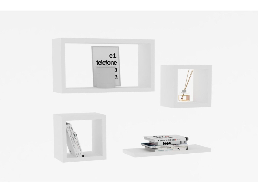 Estantería de pared de madera "Babi" - 43 x 15 x 23 cm - Blanco