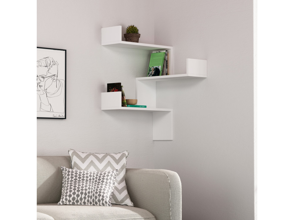 Estantería de pared de madera "Luksa" - 60 x 60 x 90 cm - Blanco