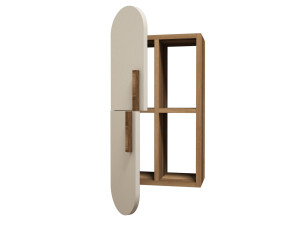 Estantería de pared de madera "Rosa" - 35 x 22 x 60 cm - Nogal crema
