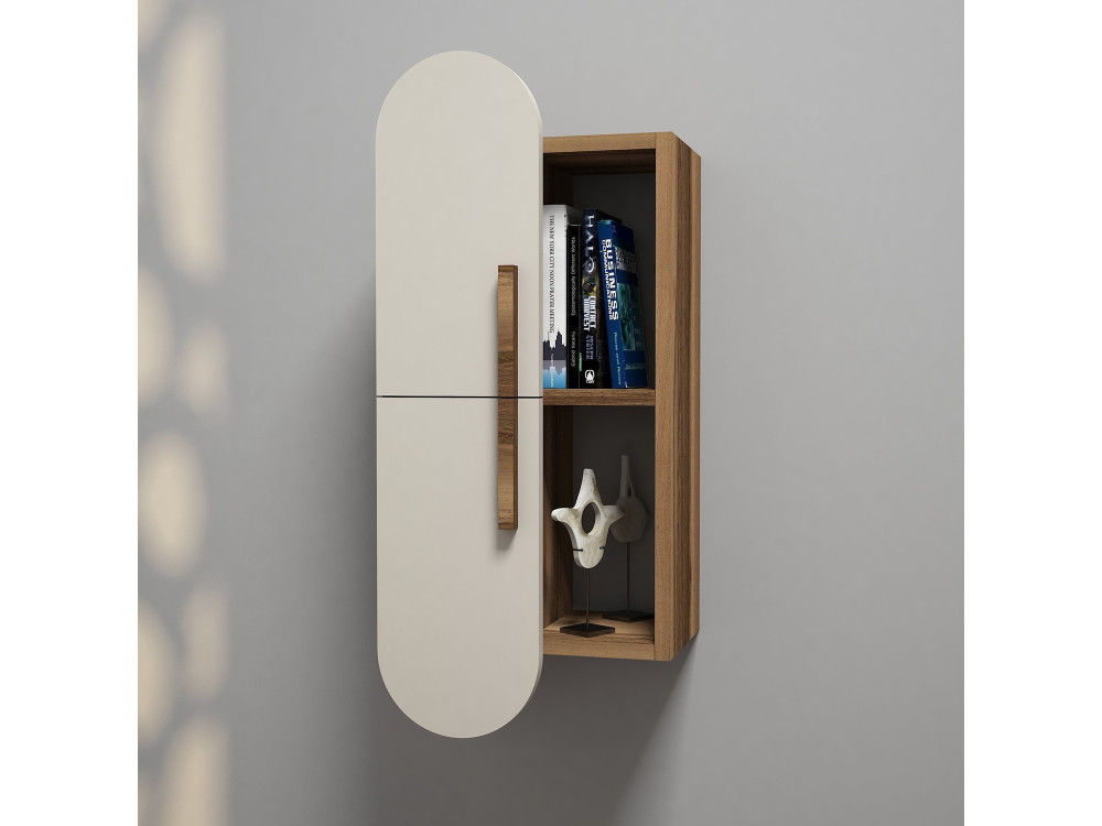 Estantería de pared de madera "Rosa" - 35 x 22 x 60 cm - Nogal crema