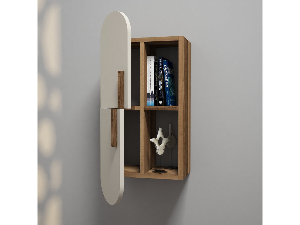 Estantería de pared de madera "Rosa" - 35 x 22 x 60 cm - Nogal crema