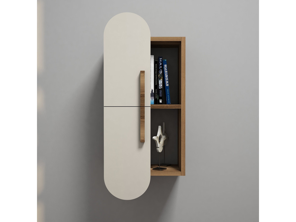 Estantería de pared de madera "Rosa" - 35 x 22 x 60 cm - Nogal crema